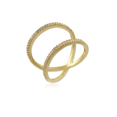 Anillo Lara | Anillo doble en oro 18k con circonitas, diseño exclusivo