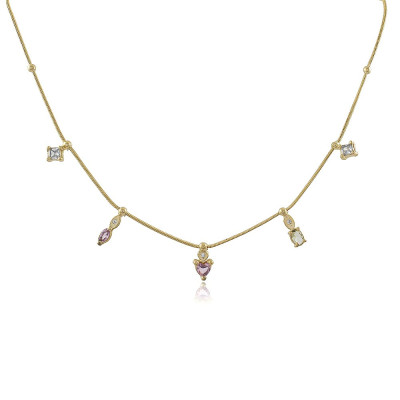 Giulia Choker Necklace | Exclusive design, gold plated with colourful zirconia