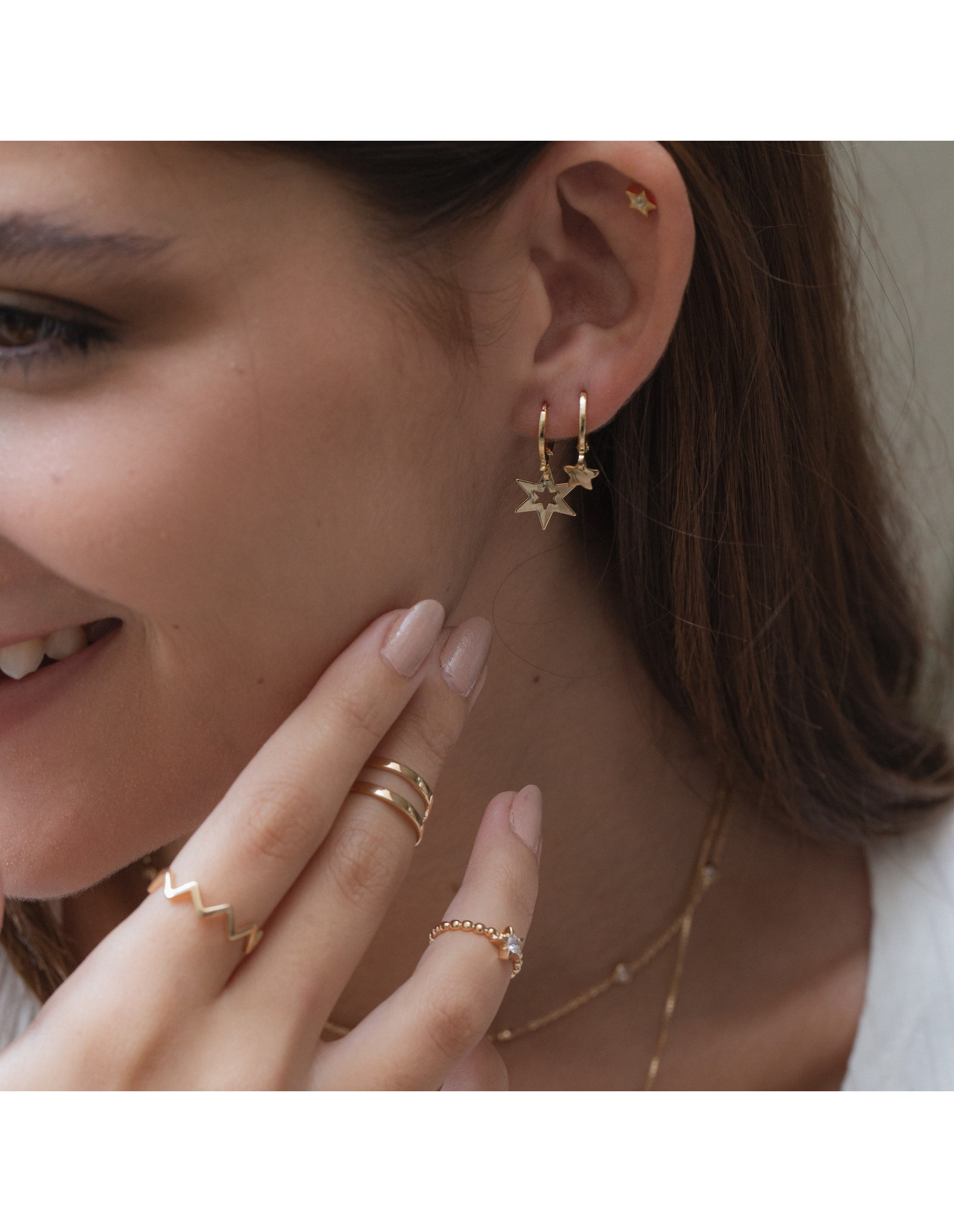 Duo Midi Ring | Phalanx or pinky ring, 18k white or yellow gold plated