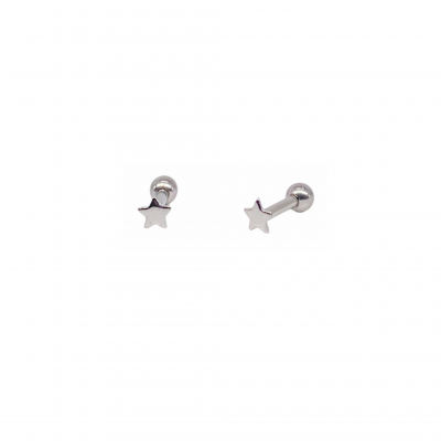 Star Piercing Earring in surgical steel and white zirconia