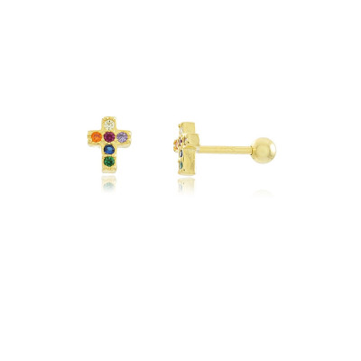 Cross Cz Piercing Earring | 925 silver piercing| Malu Maiese 2