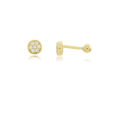 Pendiente Piercing Disc Circonitas | Joyas en Plata Chapadas en Oro