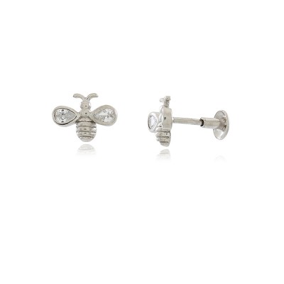 925 Sterling Silver Bee Piercing Earring
