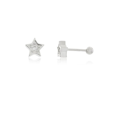 925 Sterling silver white cz Star Piercing Earring