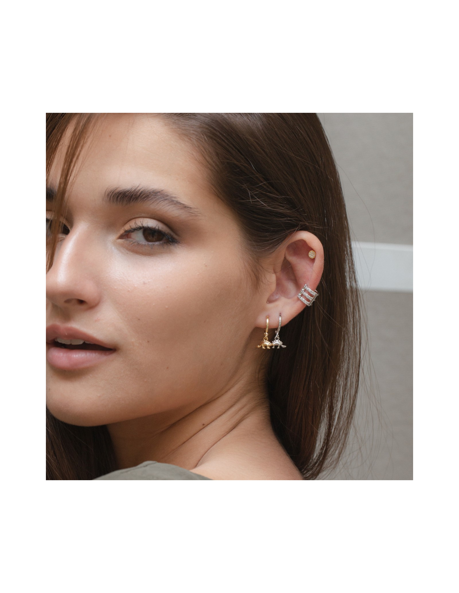 Pendiente Piercing Disc Circonitas | Joyas en Plata Chapadas en Oro