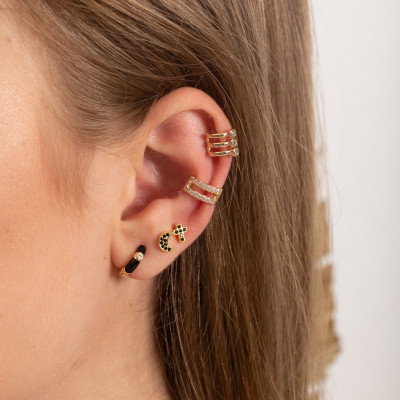 Pendientes Piercing Cruz Circonitas | Piercing en Plata | Malu Maiese 2