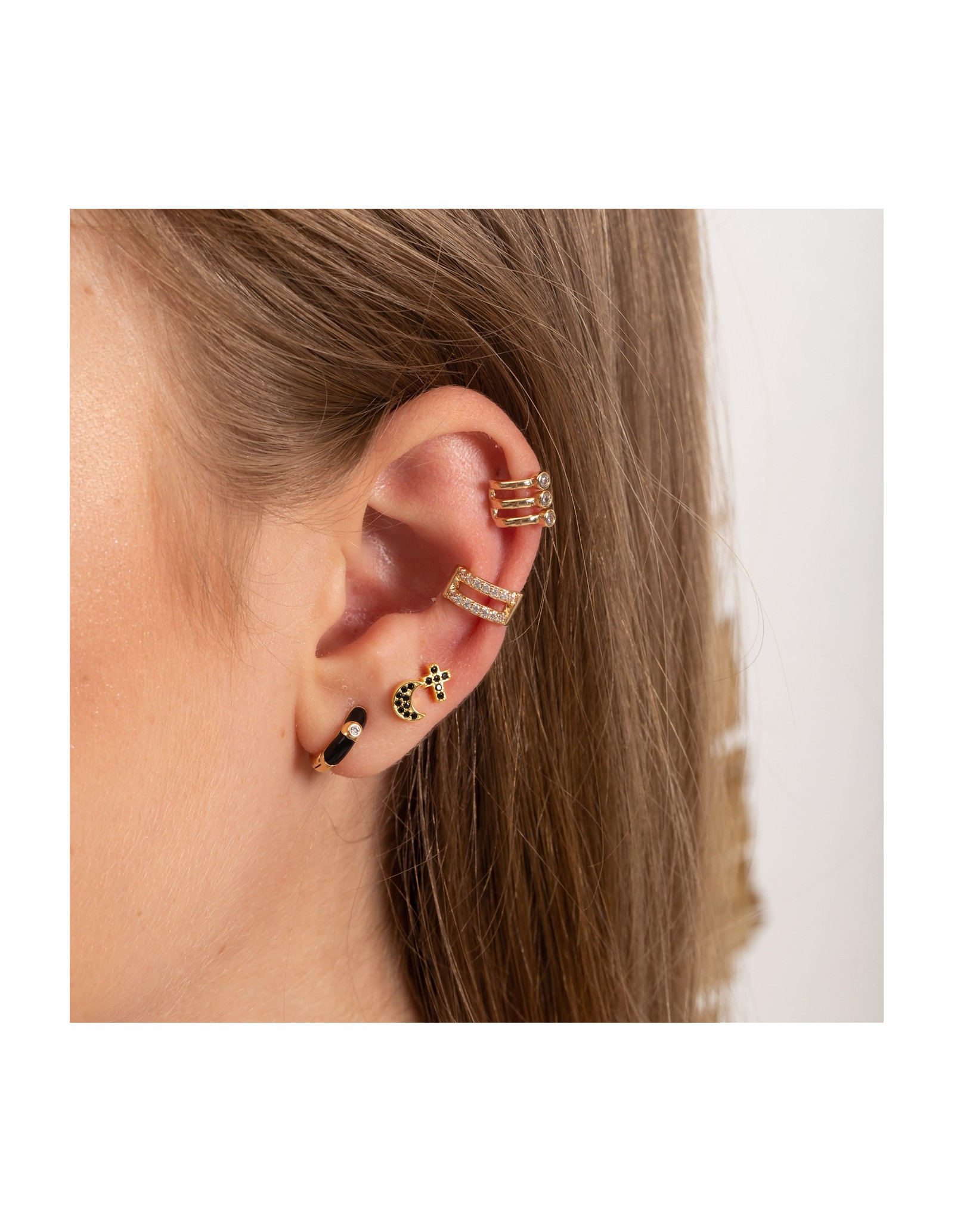 Pendientes Piercing Luna Circonitas | Piercing en Plata 925