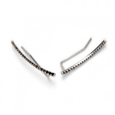Noir Climber Earrings in Silver 925 and black zirconias