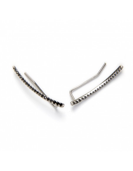 Noir Climber Earrings in Silver 925 and black zirconias