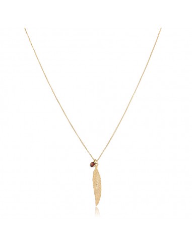 Feather and Mineral Short Necklace 18 Karat Gold Plated