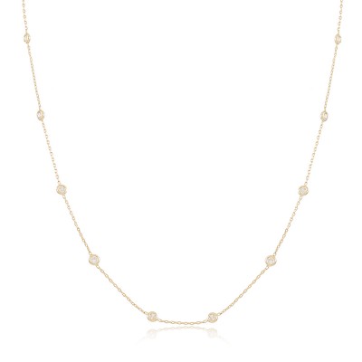 Tati Necklace, white or yellow gold plated choker with white zircons