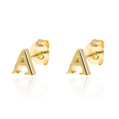 Letter Mini Earrings | 925 Silver or 18k Gold Plated Mini Earrings. 2