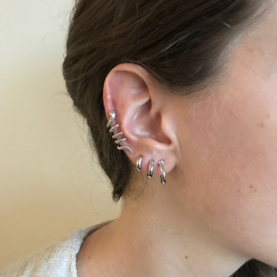 Ear Cuff Serpiente | Puño de oreja cartílago en plata | Malu Maiese 2