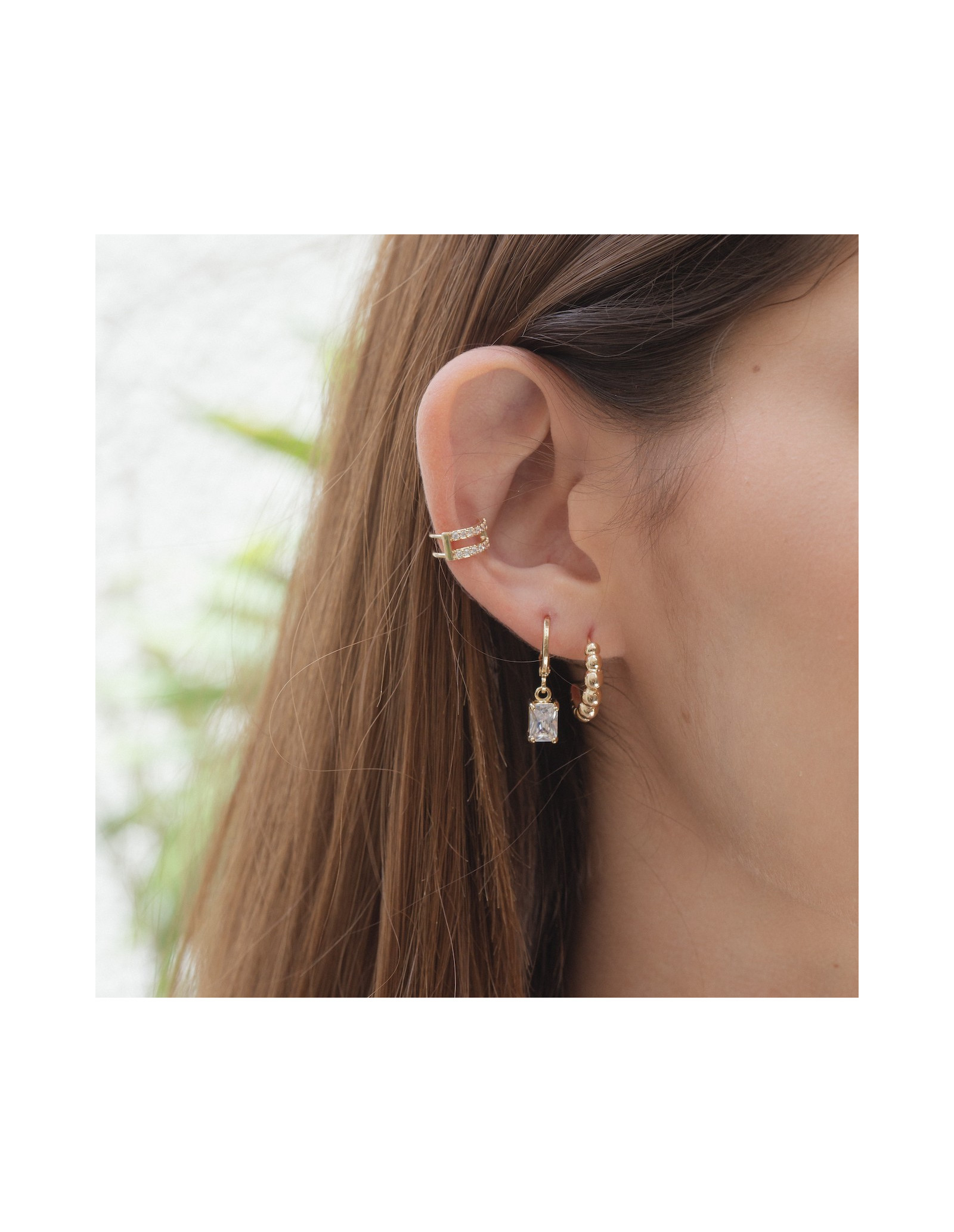 Aros Mia | Pendientes de Aro Chapado en Oro 18k, Textura Pelotitas.