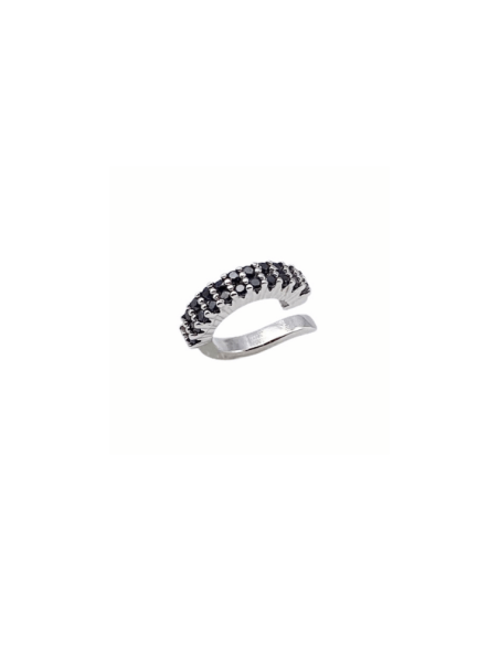 Ear Cuff Noir | Piercing Chapado en Oro Blanco | Malu Maiese Ear Cuff Noir | Piercing Chapado en Oro Blanco | Malu Maiese