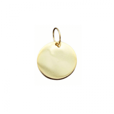 Round plate charm or pendant in gold-plated sterling silver to personalize your jewellery