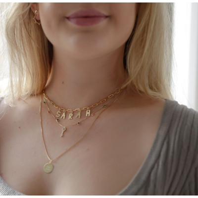 Collar Clé Acero | Gargantilla de Acero Quirúrgico con Circonitas 2