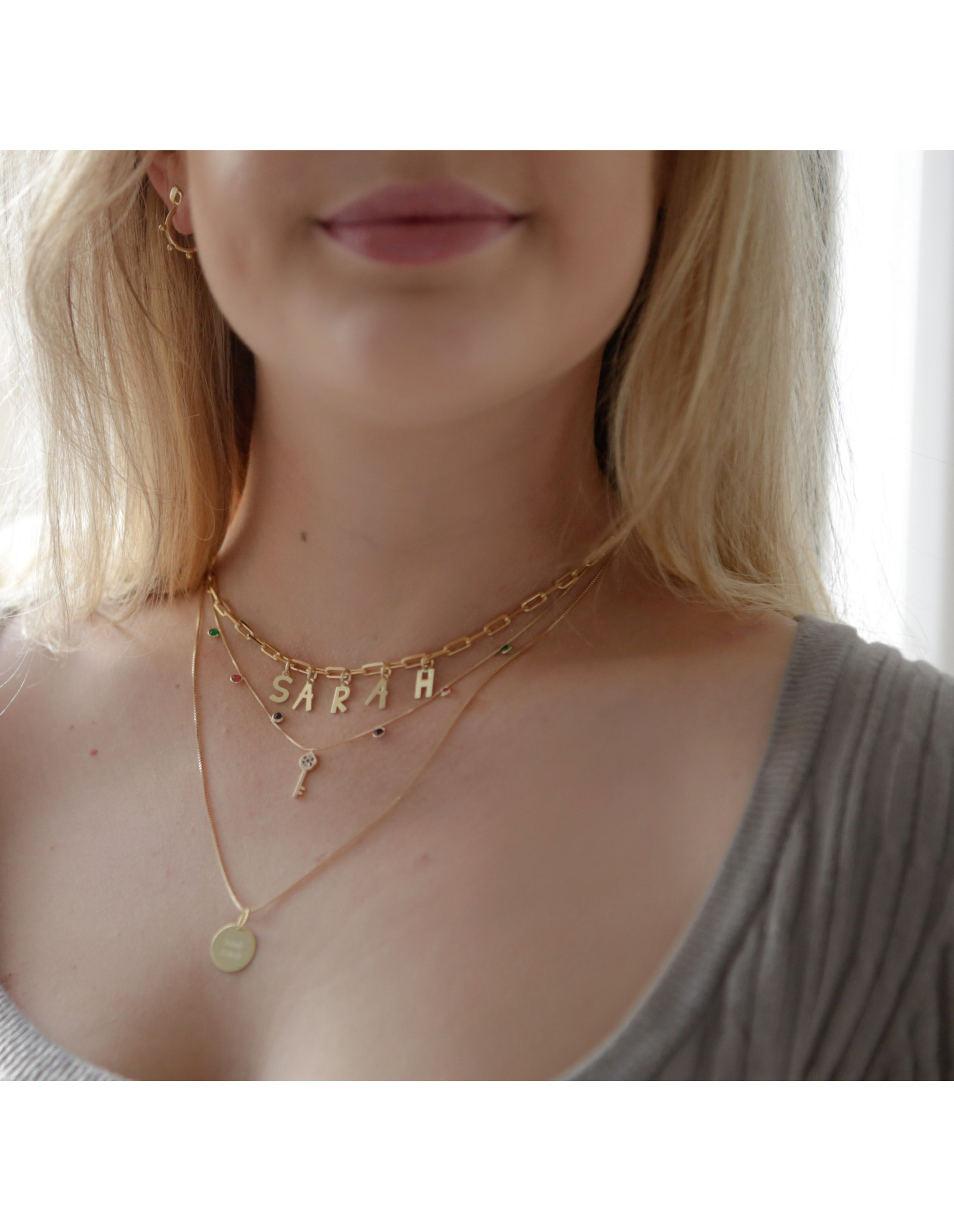 Collar Clé Acero | Gargantilla de Acero Quirúrgico con Circonitas