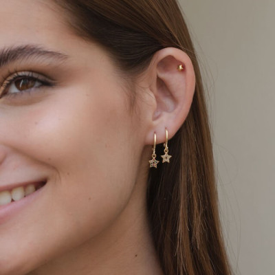 Shiny Star Hoop Earrings | Hoop earrings with Charms 2