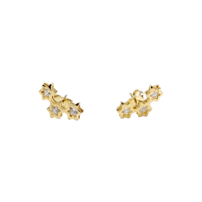 Brinco Ear Cuff Trio Estrelas | Banhados em Ouro de 18 quilates.