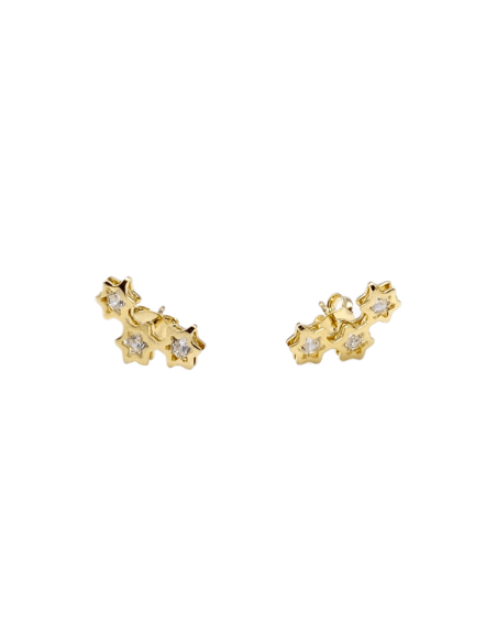 Trio Stars Ear Climbers | 18k Gold Plated Stars Ear Climbers Earrings.