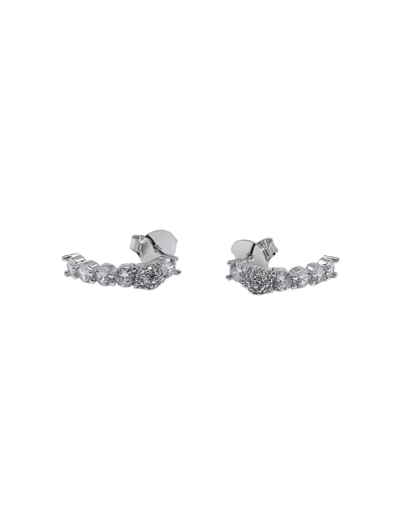 Pendientes Trepadores Fleur | Chapados en Oro 18k y Circonitas blancas.