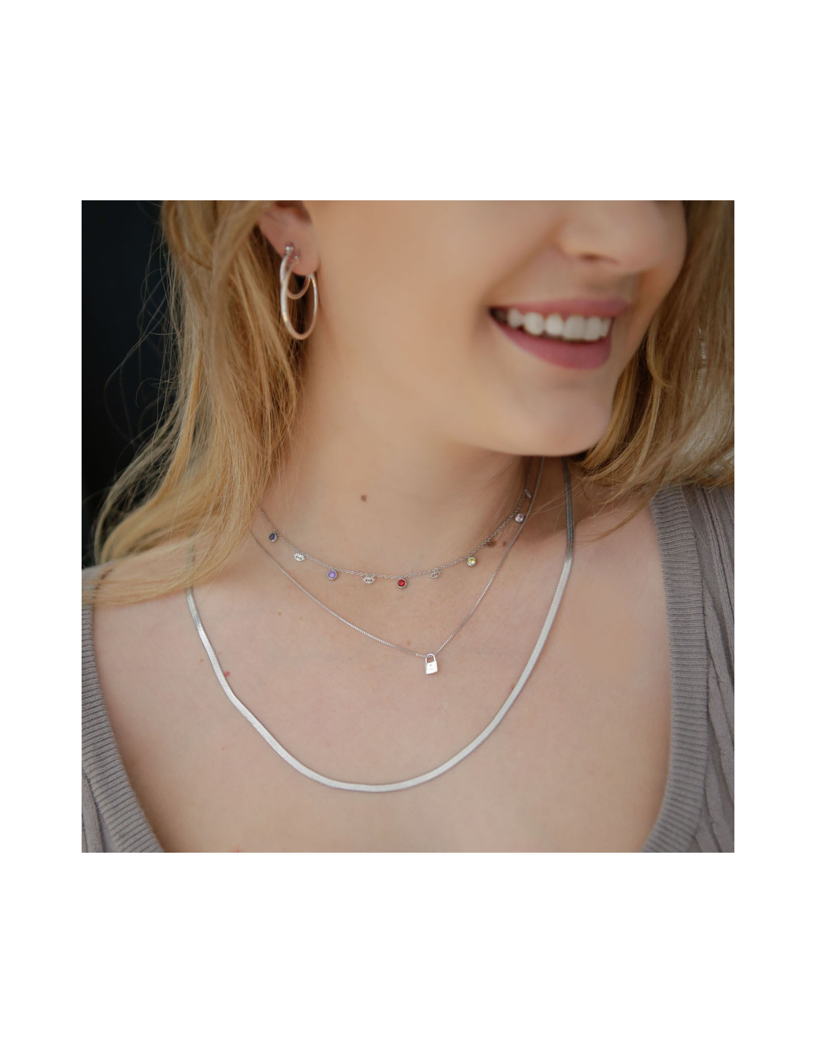 Eyes Steel Necklace | Short Necklace in Stainless Steel | Malu Maiese