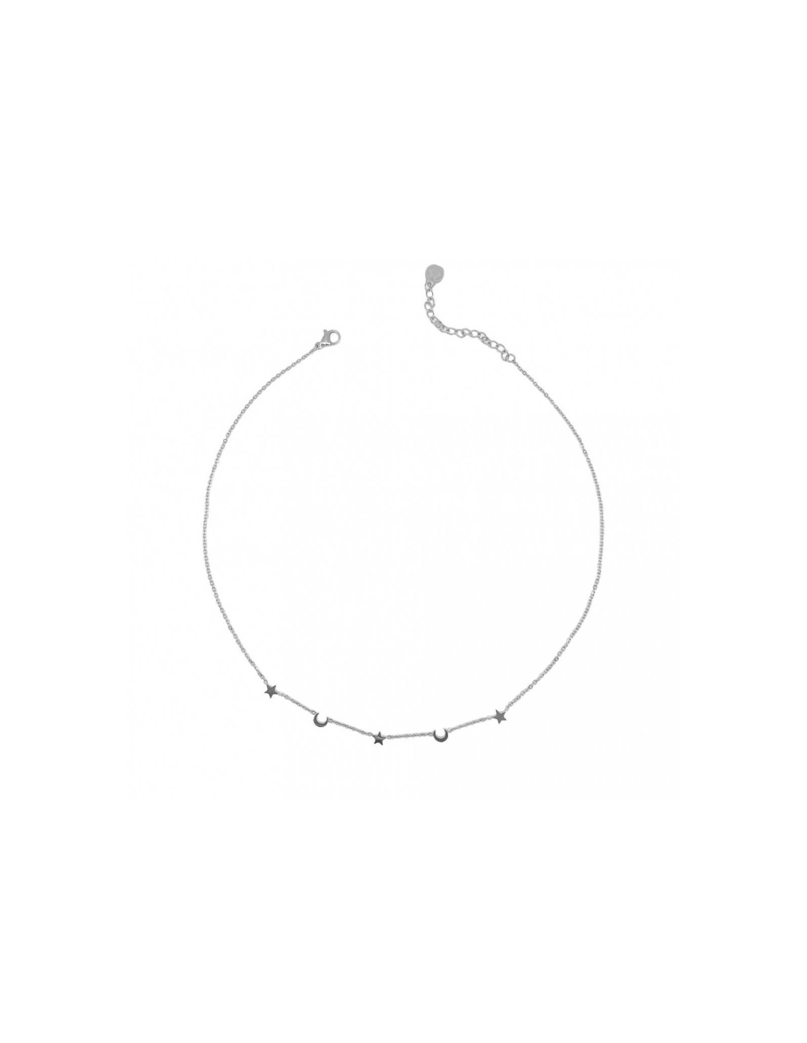 Colar Aço Lua e Estrela | Colar Curto em Aço Inoxidável | Malu Maiese