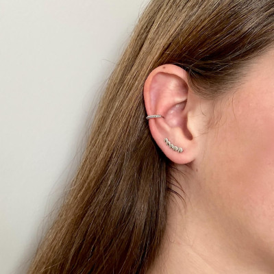 Brinco Ear Cuff Round | em Prata 925 com Mini Círculos | Malu Maiese 2