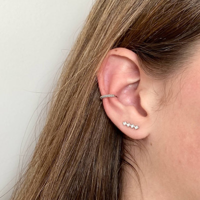 Pendientes Trepadores Rombos | Escalador de Oreja, Plata | Malu Maiese 2