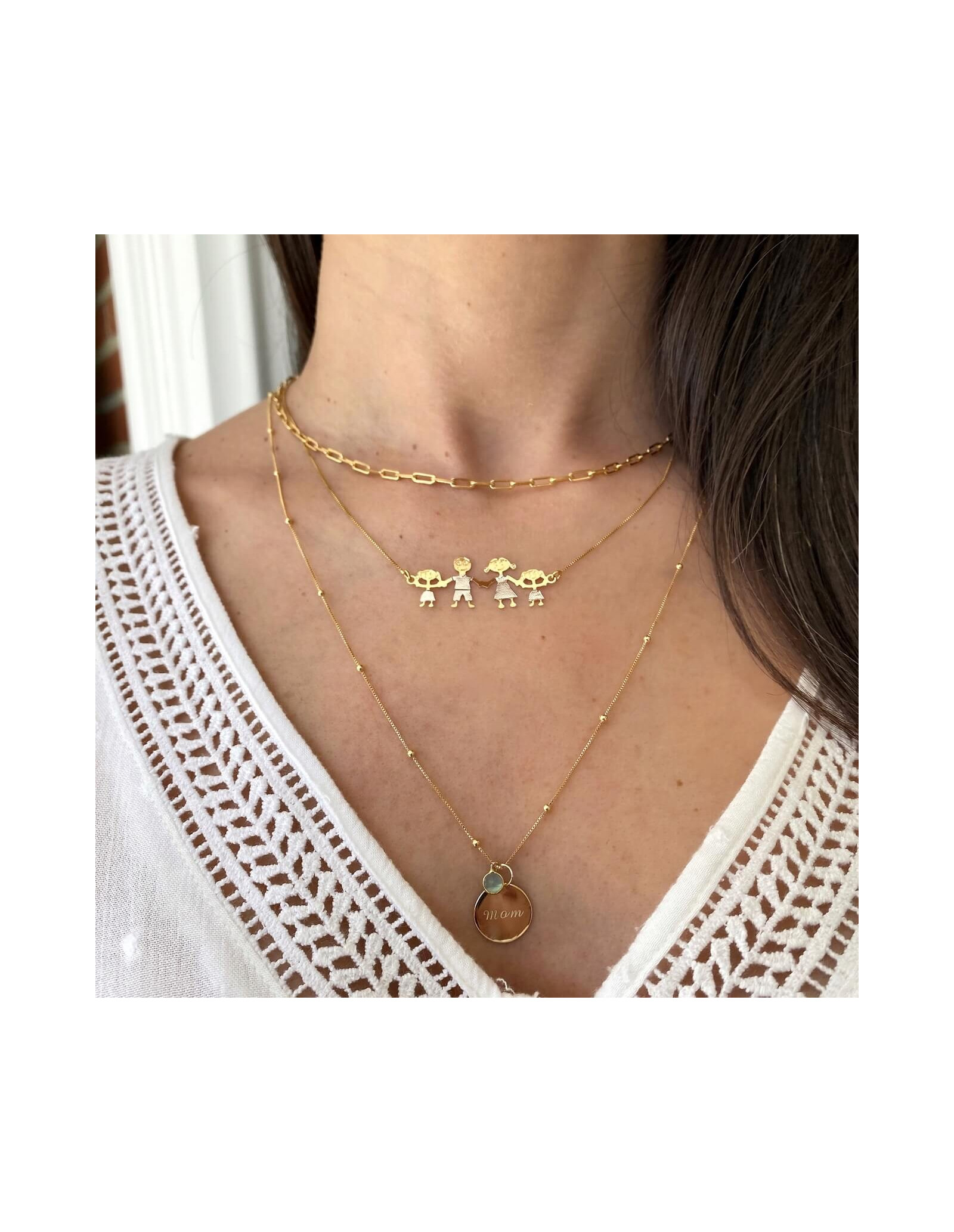 Short necklace 18k gold chain dainty dots | Malu Maiese