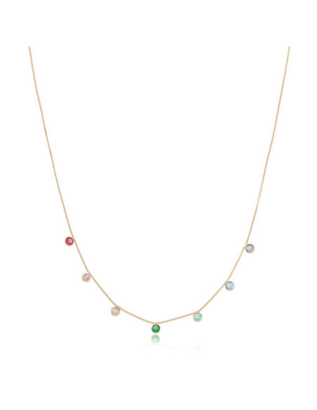 Collar Corto Colore | Gargantilla Oro 18k y Circonitas de Colores.