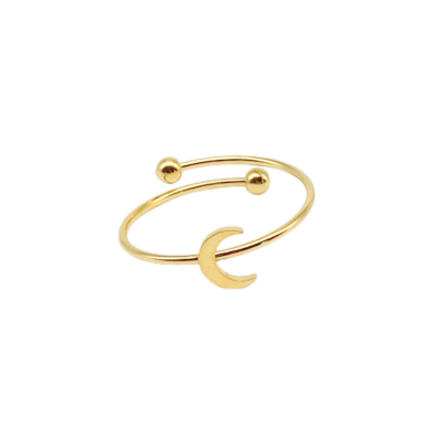 Steel Moon Ring | Moon motif ring, surgical steel | Malu Maiese 2