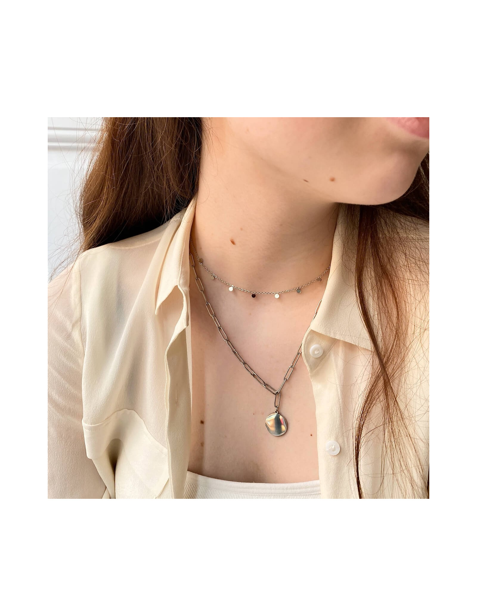 Piccolo Steel Necklace | Minimalist Steel Short Necklace | Malu Maiese