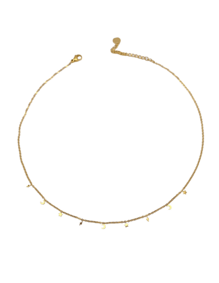 Collar Acero Luna | Collar Corto con Lunas Mini en Acero | Malu Maiese Collar Acero Luna | Collar Corto con Lunas Mini en Acero | Malu Maiese