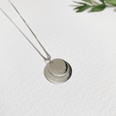 Colar Veneziana e Pingente Plaque Duo | Presentes Personalizados Prata 2