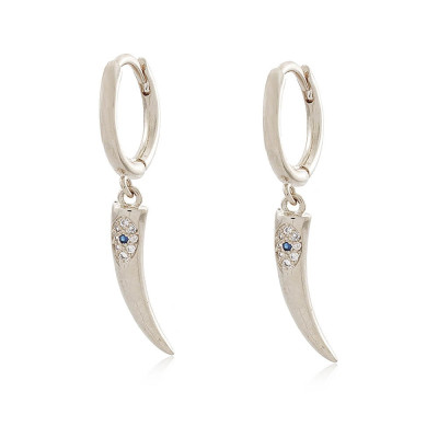 Aros Cornicello | Pendientes de Aro con Colgante de Cuerno 2