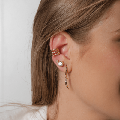 Aros Cornicello | Pendientes de Aro con Colgante de Cuerno 2