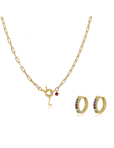 Initials Sailor Necklace & Mini Hoops...