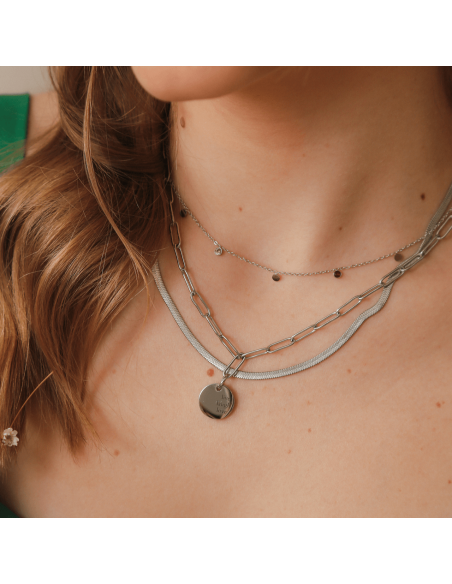 Plaque Steel Necklace | Steel Necklace with Plaque | Malu Maiese Plaque Steel Necklace | Steel Necklace with Plaque | Malu Maiese