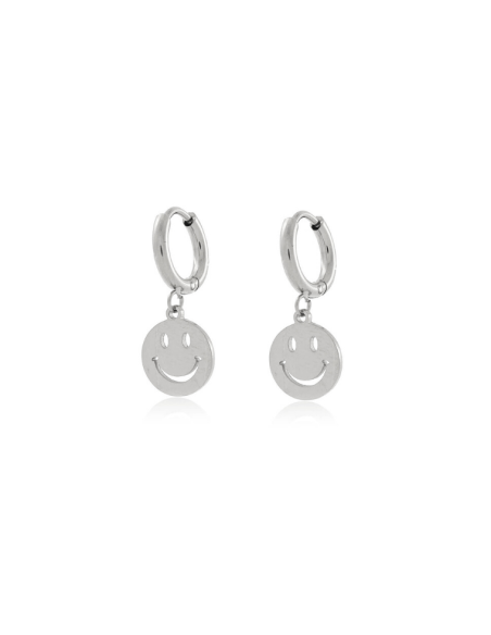 Smiley face Steel Hoop Earrings | Steel Hoop Earrings | Malu Maiese Smiley face Steel Hoop Earrings | Steel Hoop Earrings | Malu Maiese