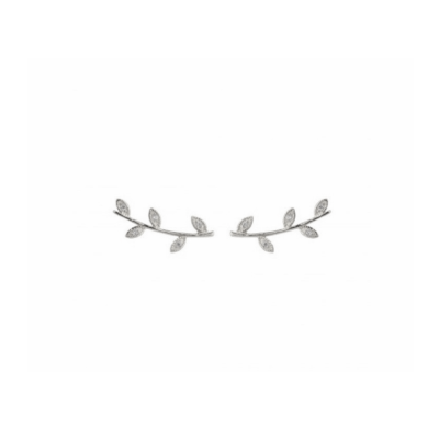 Sterling Silver Zirconia Leaves Ear Climbers| Malu Maiese 2