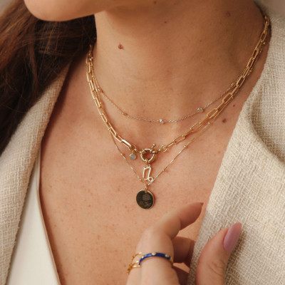 Tati Necklace | 18k Gold Plated Short Necklace with white zirconias. 2