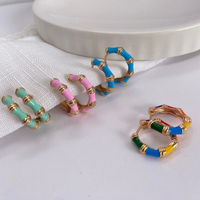 Bamboo Colours Hoop Earrings | Colourful Resin Earrings | Malu Maiese 2