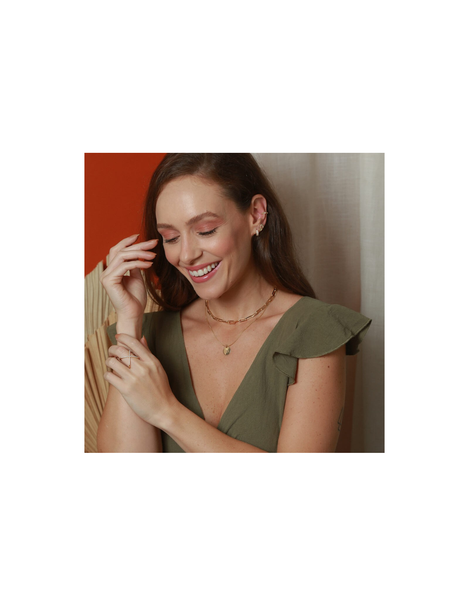 X White Ring | Silver Gold Plated with white zirconias | Malu Maiese