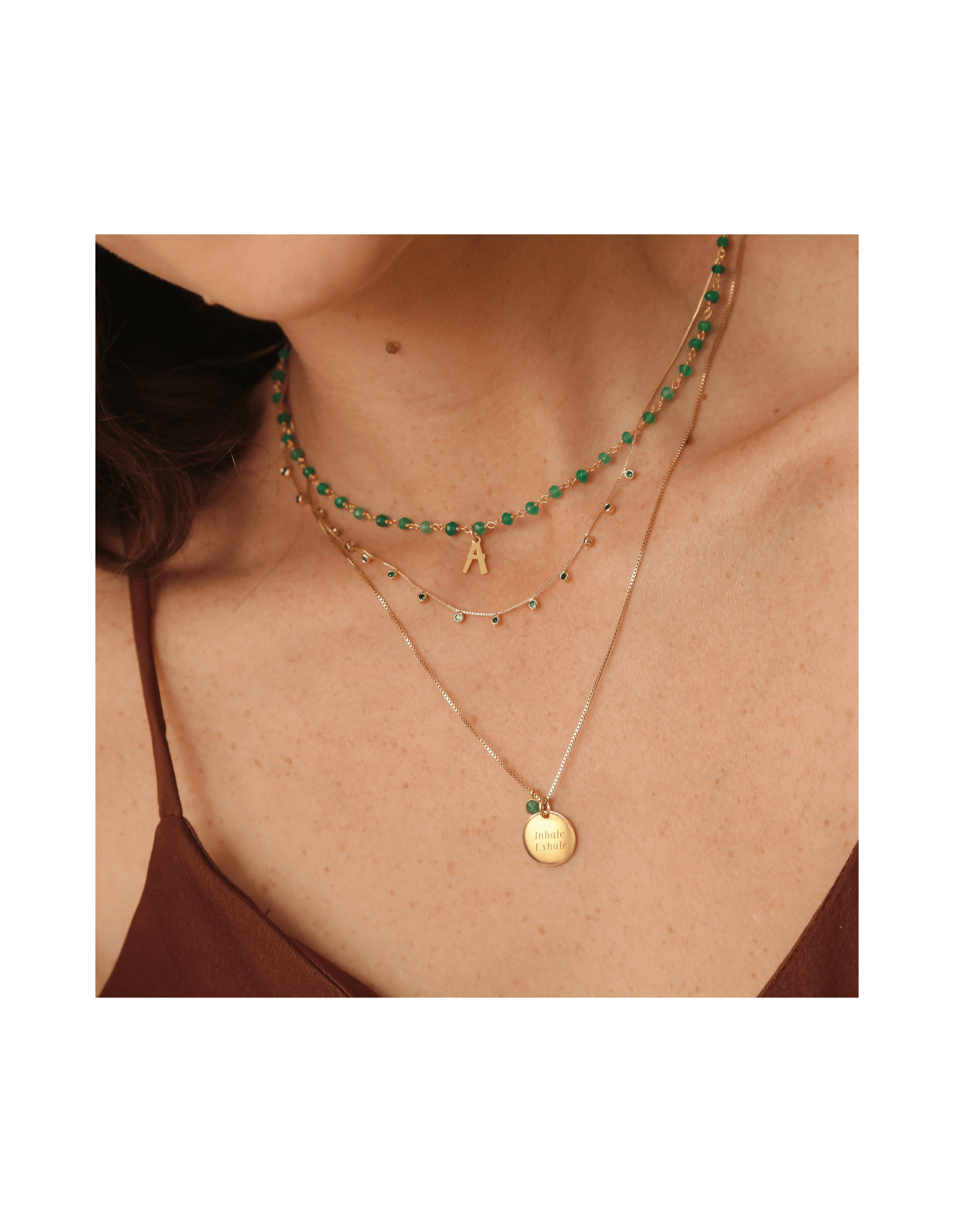 Mela Initials Necklace | Gemstone necklace with letter | Malu Maiese