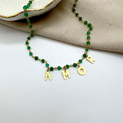 Collar Mela Initials | Collar de Minerales con inicial | Malu Maiese 2
