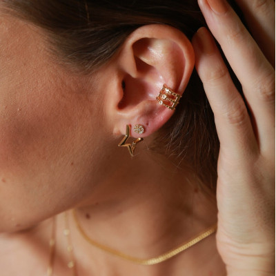 Dial Piercing Earring | Sterling Silver cz Disc Piercing | Malu Maiese 2