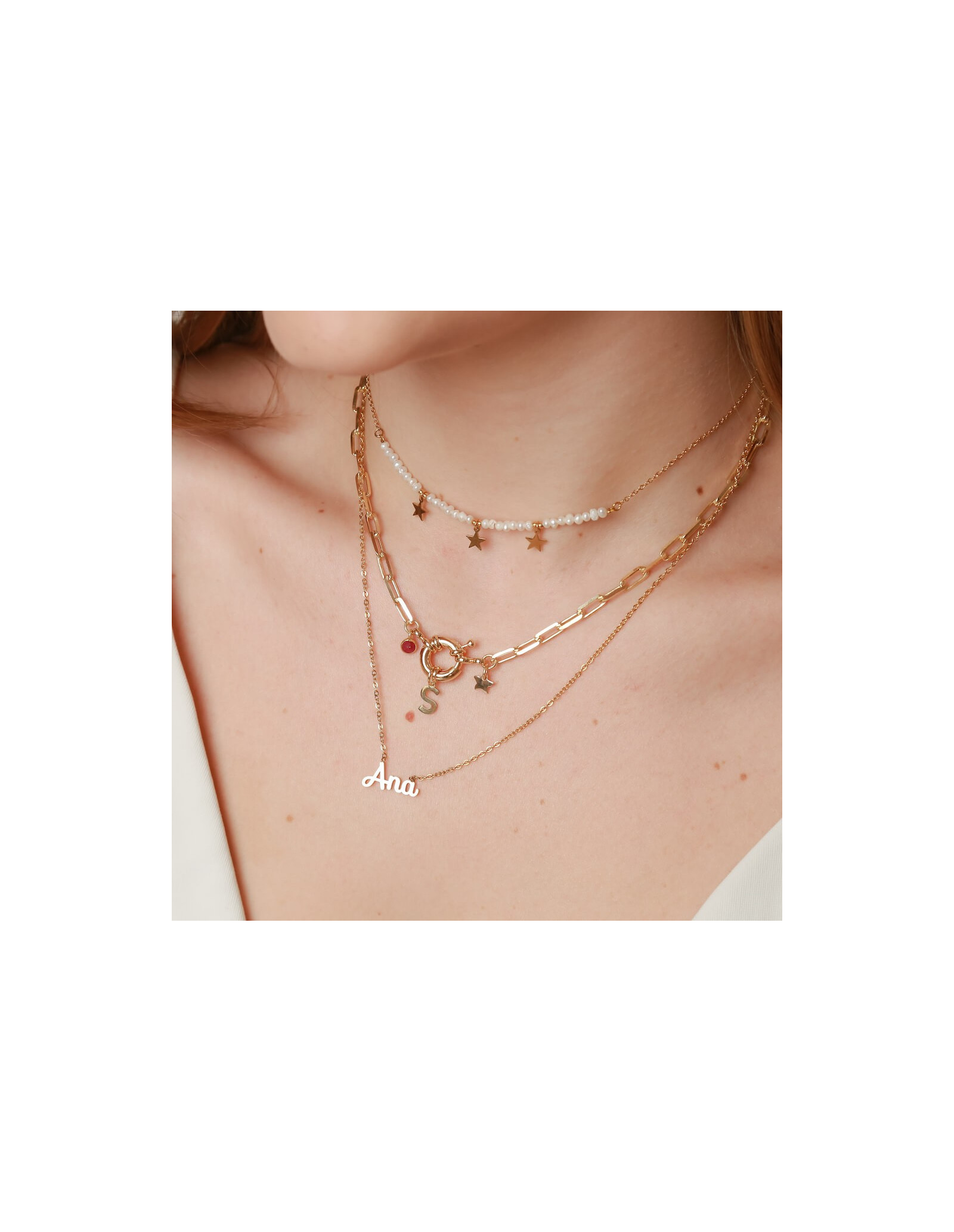 Pearls&Stars Steel Necklace | Pearls&Stars Short Necklace| Malu Maiese