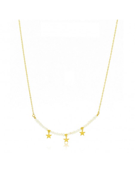Pearls and stars stainless steel necklace